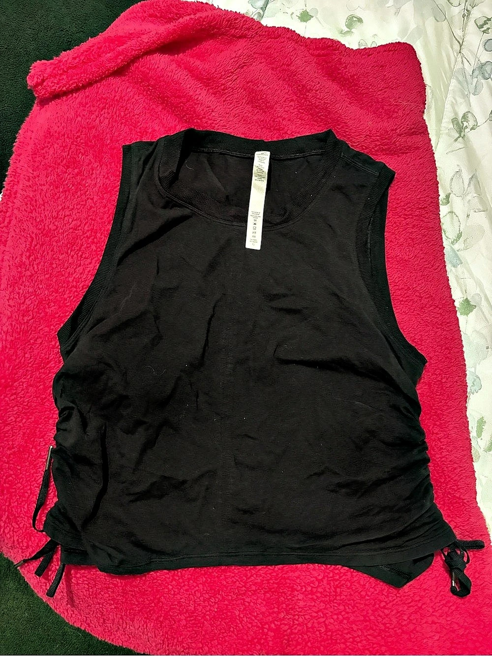 lululemon Black Ruched Side-Tie Tank Top-Size 10